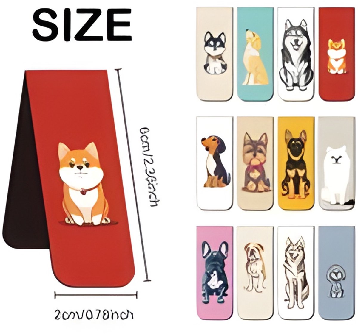 ViWADO® Magnetische Boekenleggers Honden – 12 Stuks – Verschillende Honden Designs – Bladwijzers voor Boeken