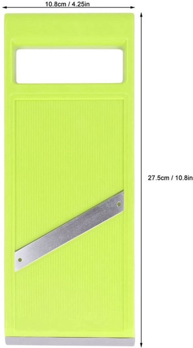 Groentesnijder Roestvrij Staal - Mandoline - Aardappelsnijder - Keukensnijder - Ergonomisch Handvat - Groentechipsmaker 27,5 x 10,8 cm - Keukentool