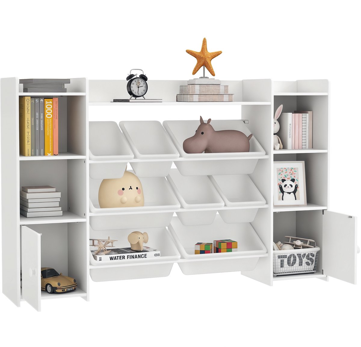Opbergrek voor kinderen - rek voor speelgoed en boeken - voor een opgeruimde organisatie - 8 uitneembare vakken - wit