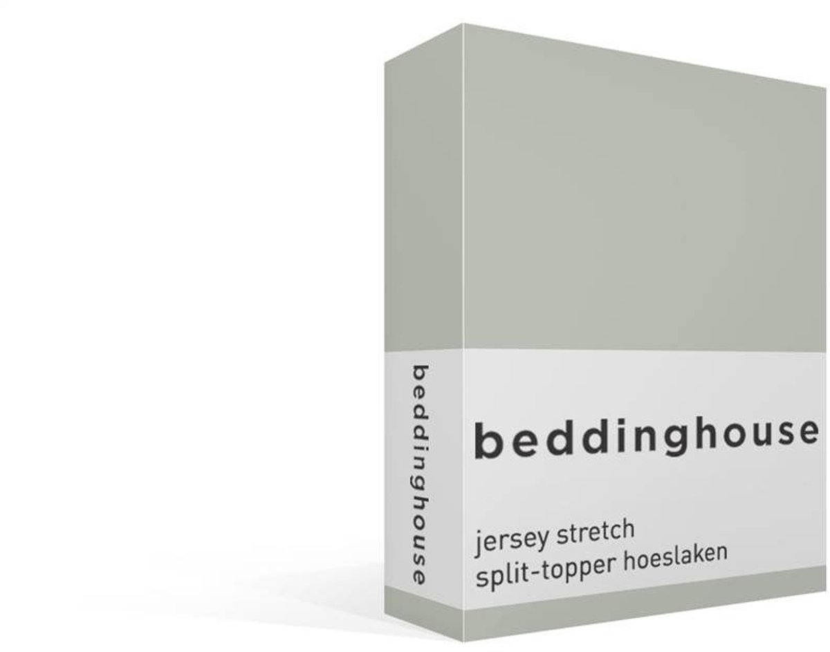 Beddinghouse katoen - Splittopper Hoeslaken - 160 x 200/220 cm Pocket depth: 25 cm Split: 85 cm - Grijs Groen