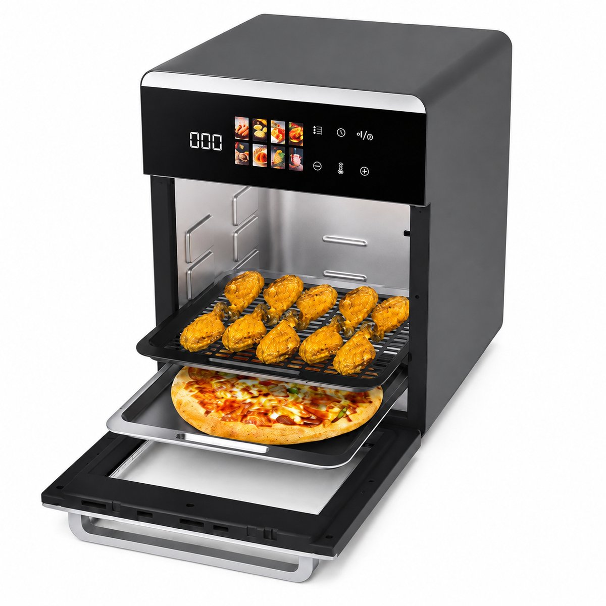 VidaStore Airfryer ovencombinatie - Airfryer - Airfryer oven - Oven - Twee baklagen - 8 programma's - 20 liter - Compact 30x35x39