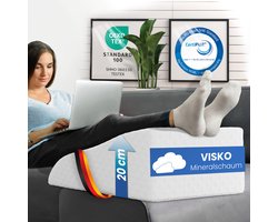 ELONEO Beenkussen - Wigkussen van Visco-geheugenschuim, Ergonomisch Steunkussen, Vermoeide Benen Verhoger, Wasbare Jacquard Hoes, 65 x 40 x 20 cm, Wit