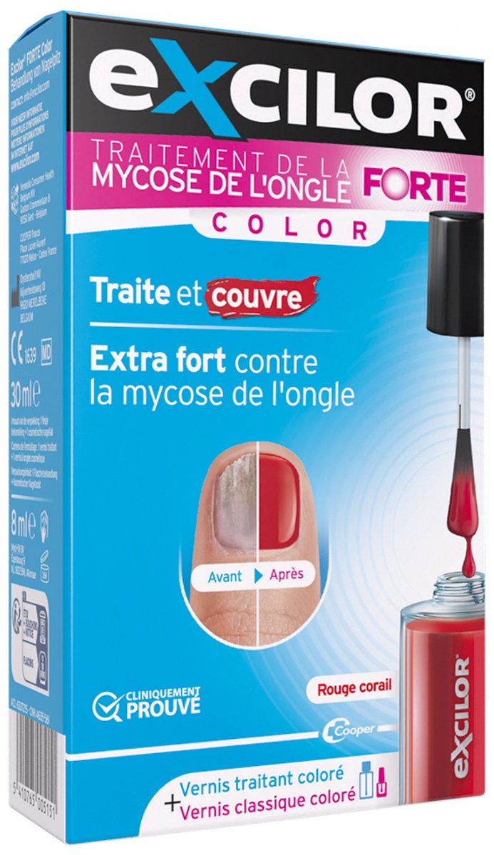 Excilor Forte Color Red Schimmelnagel 30ml - behandeling van schimmelnagels 30ml + Nagellak 8ml