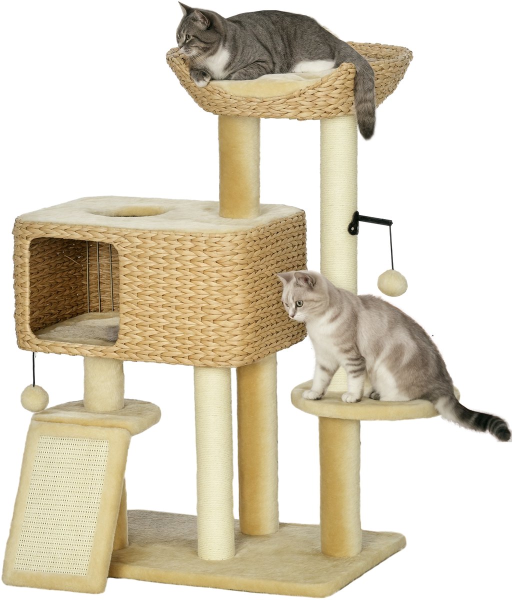 PawHut-Kattenkrabpaal-Hout-60x40x98cm-Beige