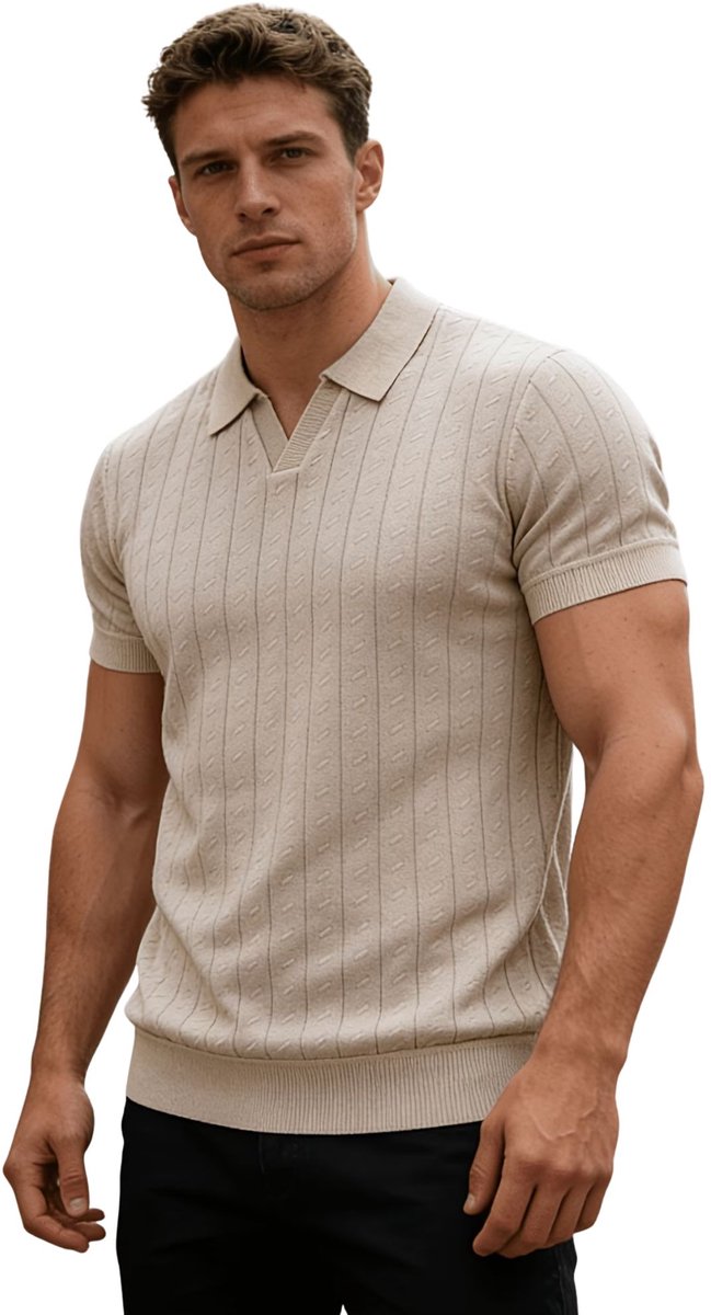 Currero T-Shirt Heren Shirt Zomerkleding T Shirt Mode Old Money Polo Mannen Kleding Volwassenen Beige