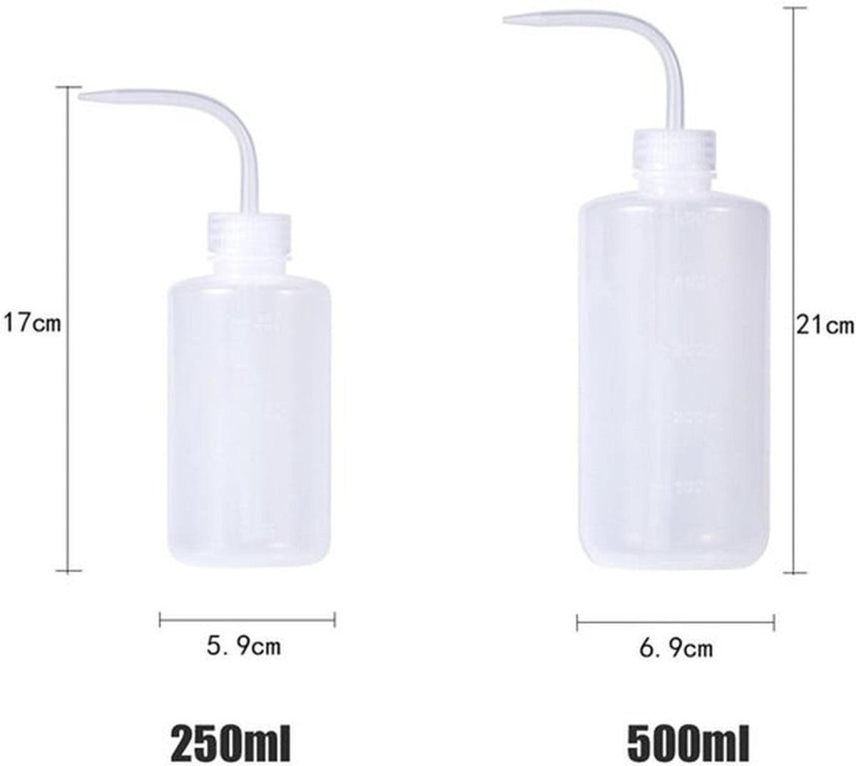 Gieters Set van 2 - Kunststof - Veiligheidsflessen - Transparant - 250/500 ml - Ideaal voor Kamerplanten - Waterfles