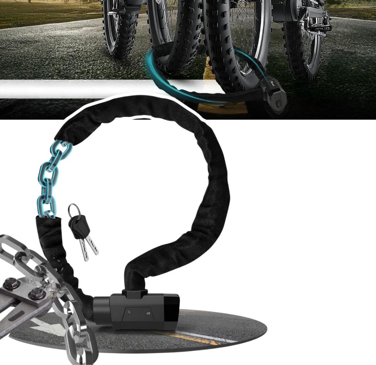 Zavio® Fatbike Slot - Fiets Slot - Kettingslot - Metaal