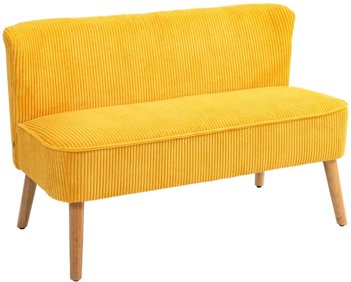 2-Zitsbanken - Tweezitsbank - Elegant Scandinavisch Design - Massief Houten Frame - Draagvermogen tot 150 kg - 117 x 56,5 x 77 cm - Geel