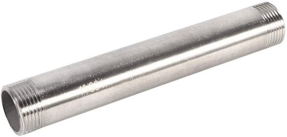 Raccord - Raccord Mannelijk x Mannelijk - 200 mm - Roestvrij Staal 304 - BSP-BSP - Schroefdraad - Corrosiebestendig - Pijpenkoppeling
