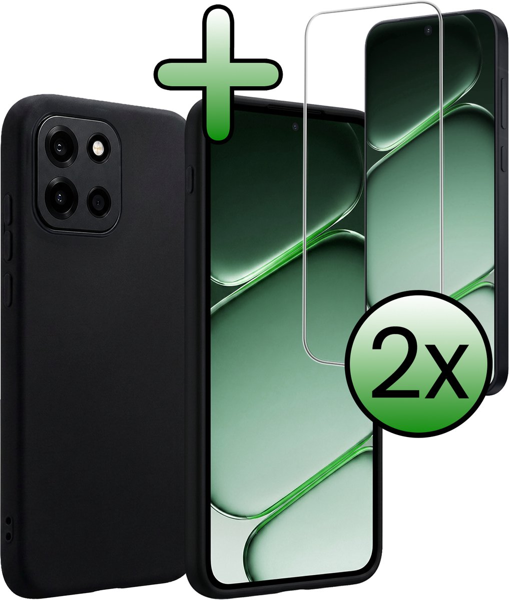 Hoesje Met 2x Screenprotector - Geschikt voor OnePlus Nord 6 - Sterk & Shockproof - Back Cover - Siliconen Case - Telefoon Hoes - Zwart