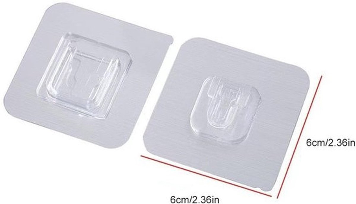 Wandhaken Dubbelzijdig 3kg - Zelfklevend - Acryl - Waterdicht - Muurbevestiging - 6x6 cm - Zelfklevende Haak