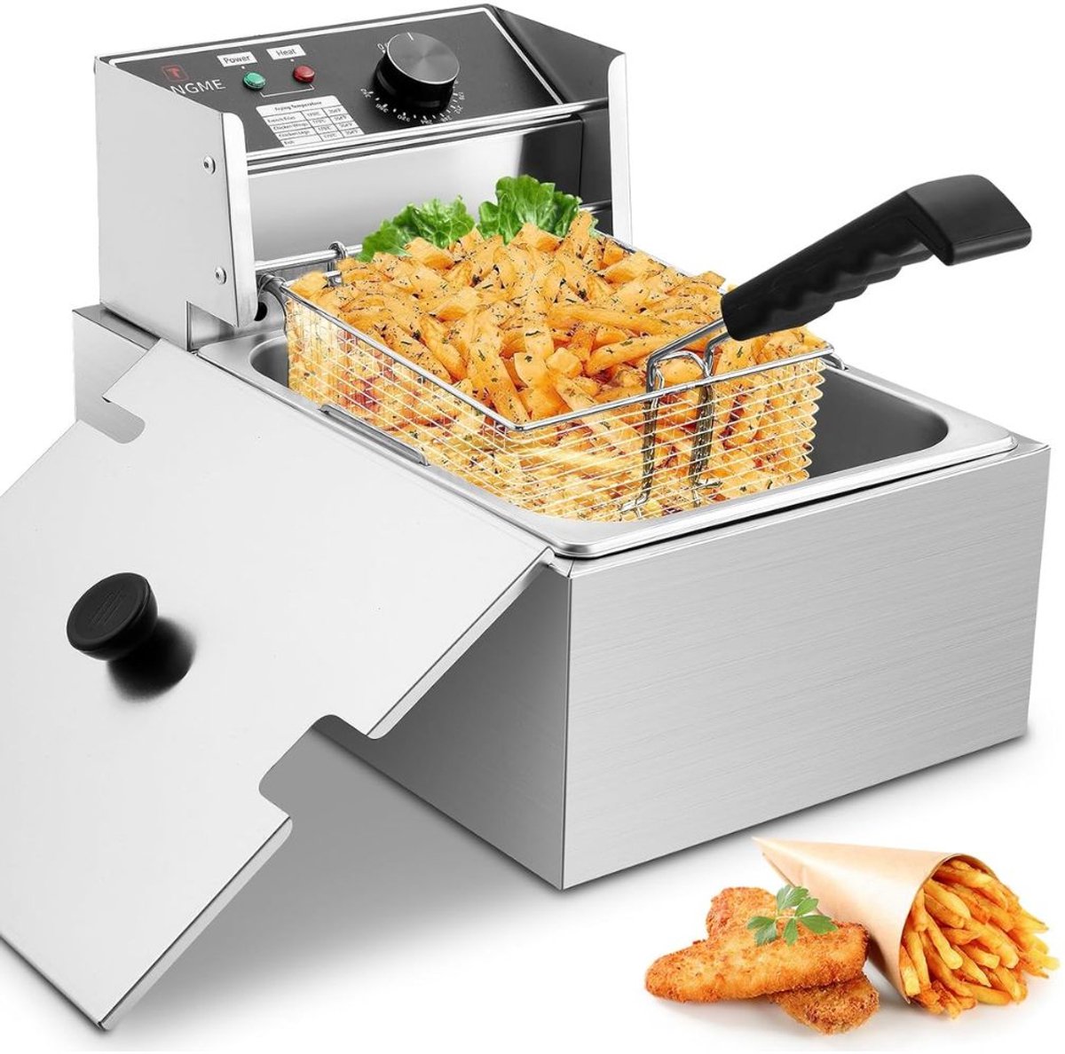 NIVA® Frituurpan - Regelbare Thermostaat - Friteuse - Zilver - 45cm x 29cm x 55cm