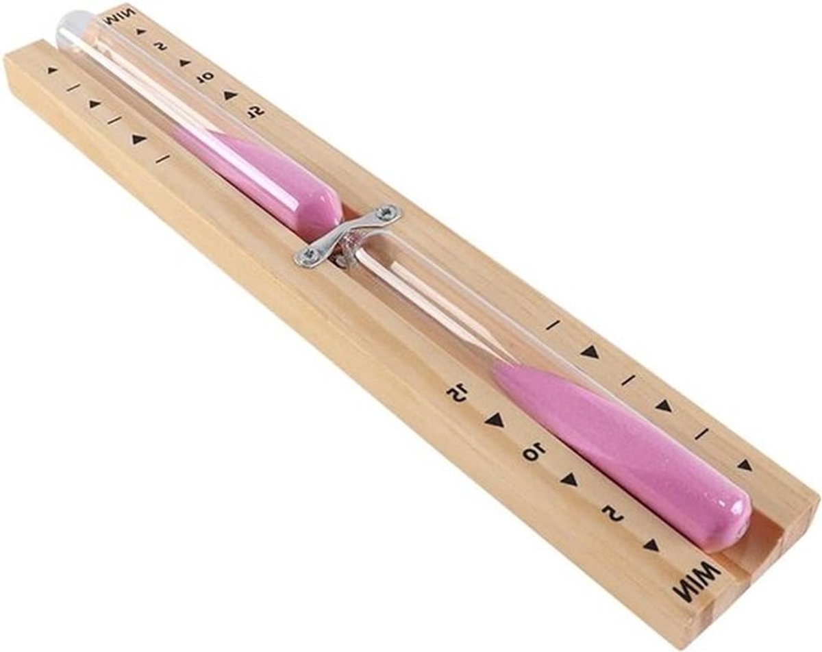 Houten sauna zandloper timer - muur gemonteerd - roterende hittebestendige zandloper - ontspanning - roze - 15 minuten timer