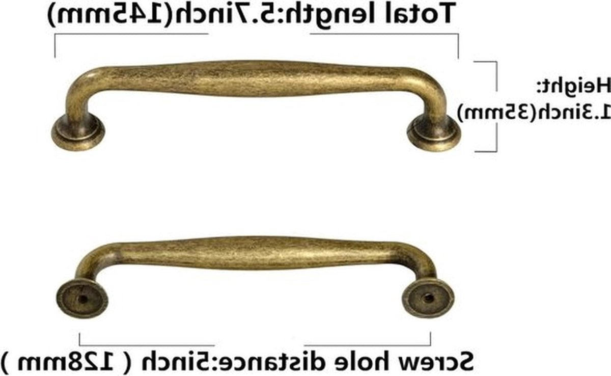 Antieke Messing Handgrepen 128mm - 6 Stuks Vintage Keukenhandgrepen van Zinklegering voor Kasten en Meubels