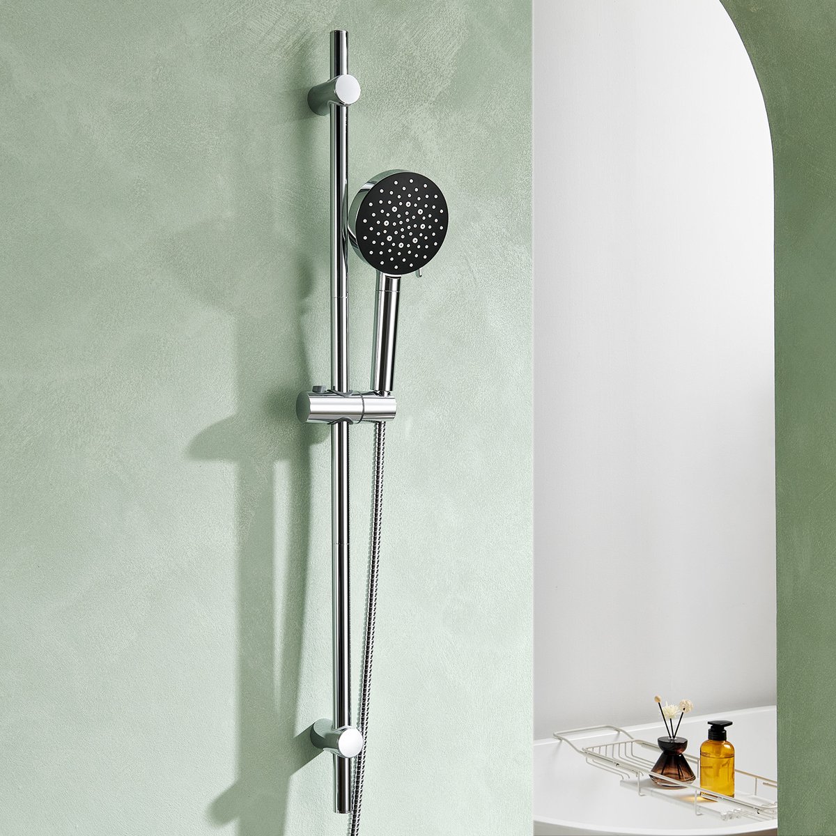 Auralum Max Doucheset met Handdouche - 90 cm Glijstang met Filter - Douchekop Ø 12 cm - 6 Standen - RVS - Doucheslang 150 cm - Complete Glijstangset - Waterbesparend - Chroom&Zwart