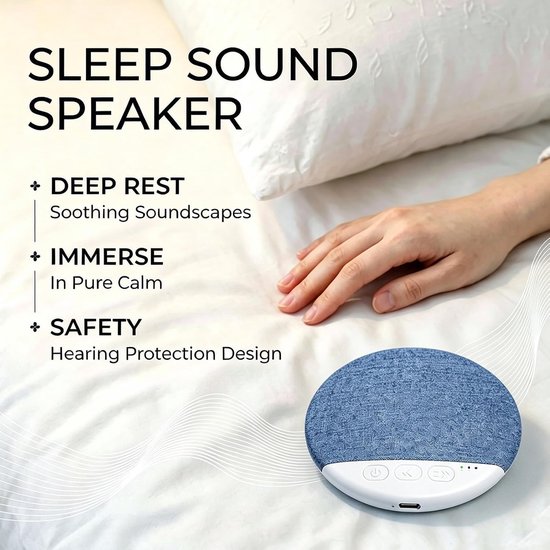 Slaapsprekers - lichte muziek - Slaapkussenluidspreker - Bluetooth kussenspeaker - Botgeleiding Technologie - Witte Ruis - Draadloos - mini slaaphulpmiddel met botgeleiding - Met rustgevende geluiden en slaaptimer - Voor zijslapers - Blauw — afbeelding 5