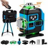 Instava® 4D Kruislijnlaser 16 Lijnen – 360° Groene Laser – Draaibare Laserkoppen – Zelfnivellerend – Incl. Statief 1m & 2 Accu’s – Laserwaterpas