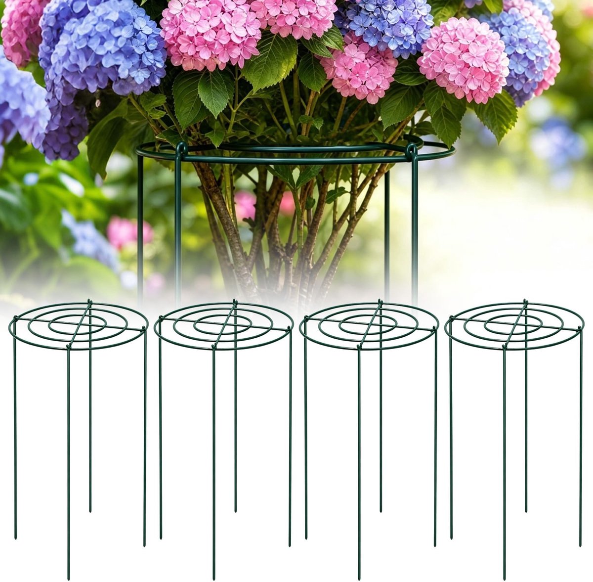 Solidchoice - Set van 4 Metalen Plantenhouders voor Pioenrozen en Rozen