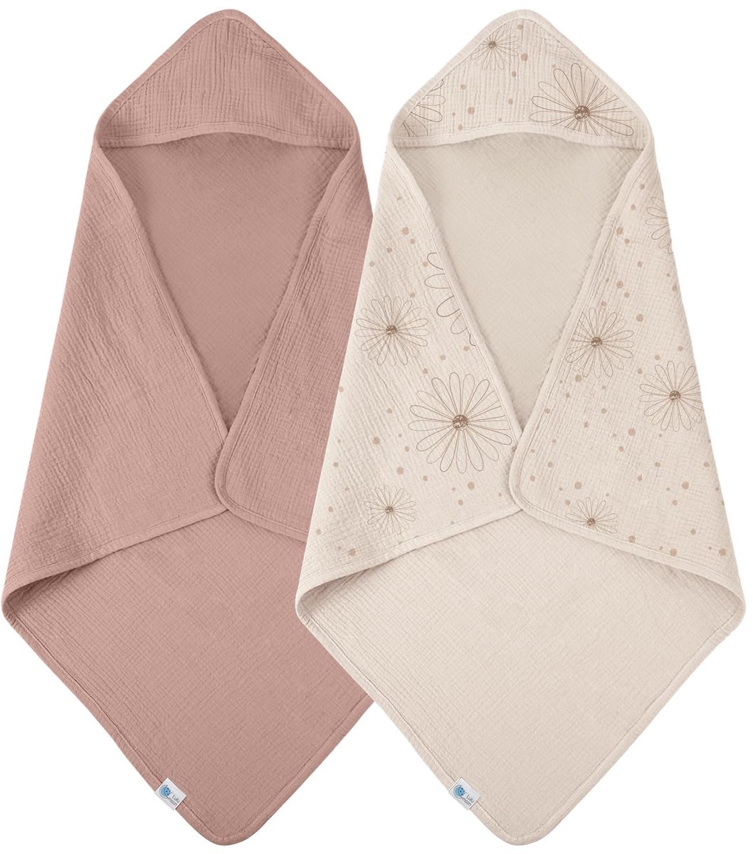 Solidchoice - Babyhanddoeken met Capuchon van Mousseline-Katoen, Verpakking van 2 Stuks 76 x 76 cm