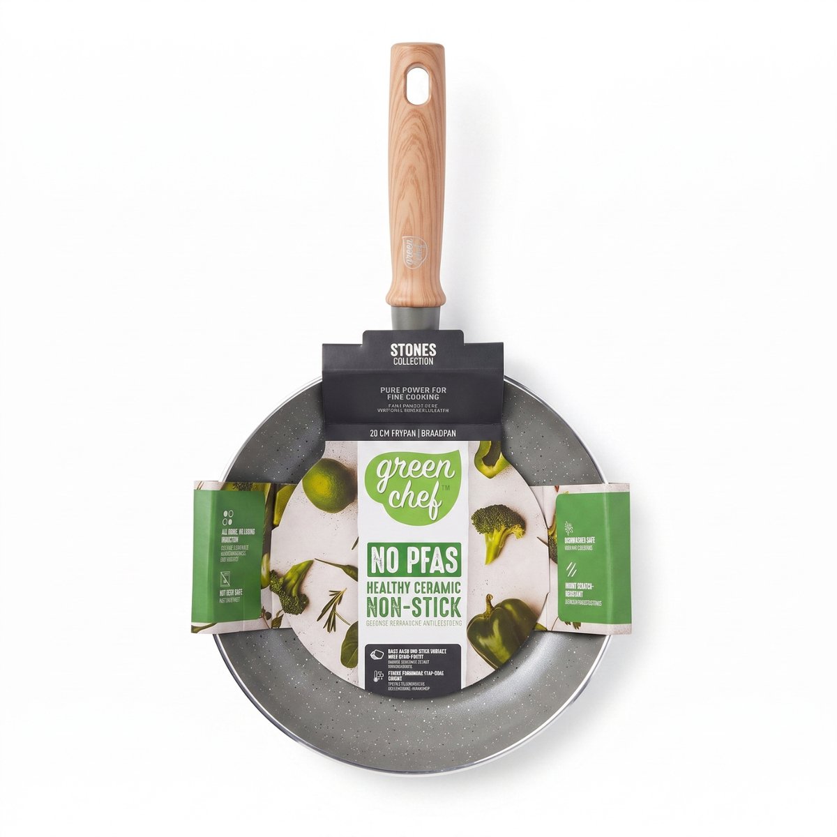 GreenChef - Stone Koekenpan - 20 cm - Braadpan - Keramisch – Koekenpan inductie - PFAS-vrije Antiaanbak - Pannen - Koekenpan - voor Gezond Koken - Pan