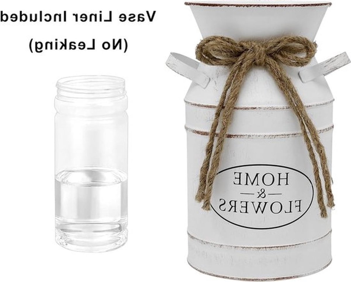 Rustieke vaas voor bloemen in Franse stijl, vintage witte decoratieve kruik, perfect voor huis, keuken en koffietafel - 7,8" hoog, landelijke uitstraling, interieurdecoratie, bloemenarrangementen