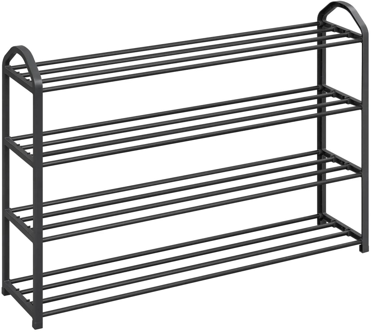 Klarven® Schoenenrek Zwart 4 levels - 4 niveaus, Ruimtebesparend, Eenvoudig te monteren zonder gereedschap - Roestvrij metalen frame, Afneembare planken - B 79 x D 19,5 x H 79 cm