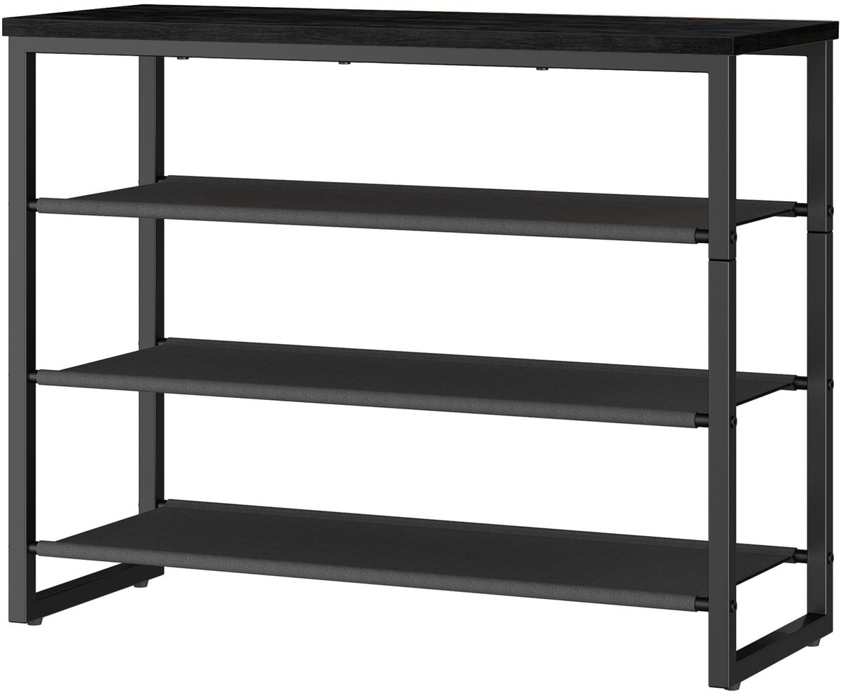 HÜSQ Schoenenrek - Schoenenbank van 75 cm lang - houten Halbank "Full Black version" - Zwart