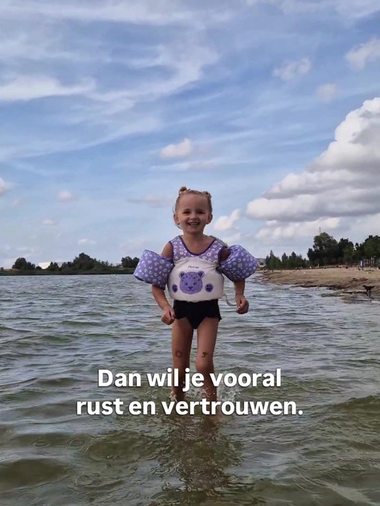 Plonsi Puddle Jumper Panter – Zwembandjes – Zwemvest – Reddingsvest Kind - Kinderen van 2 tot 6 jaar - 15 tot 30 kg – Drijfvest – Zwemvleugels – Zwemmen – Swimtrainer – Zwemgordel – Zwemkurk - Verstelbaar – Beige – Dubbele Sluiting – One Size