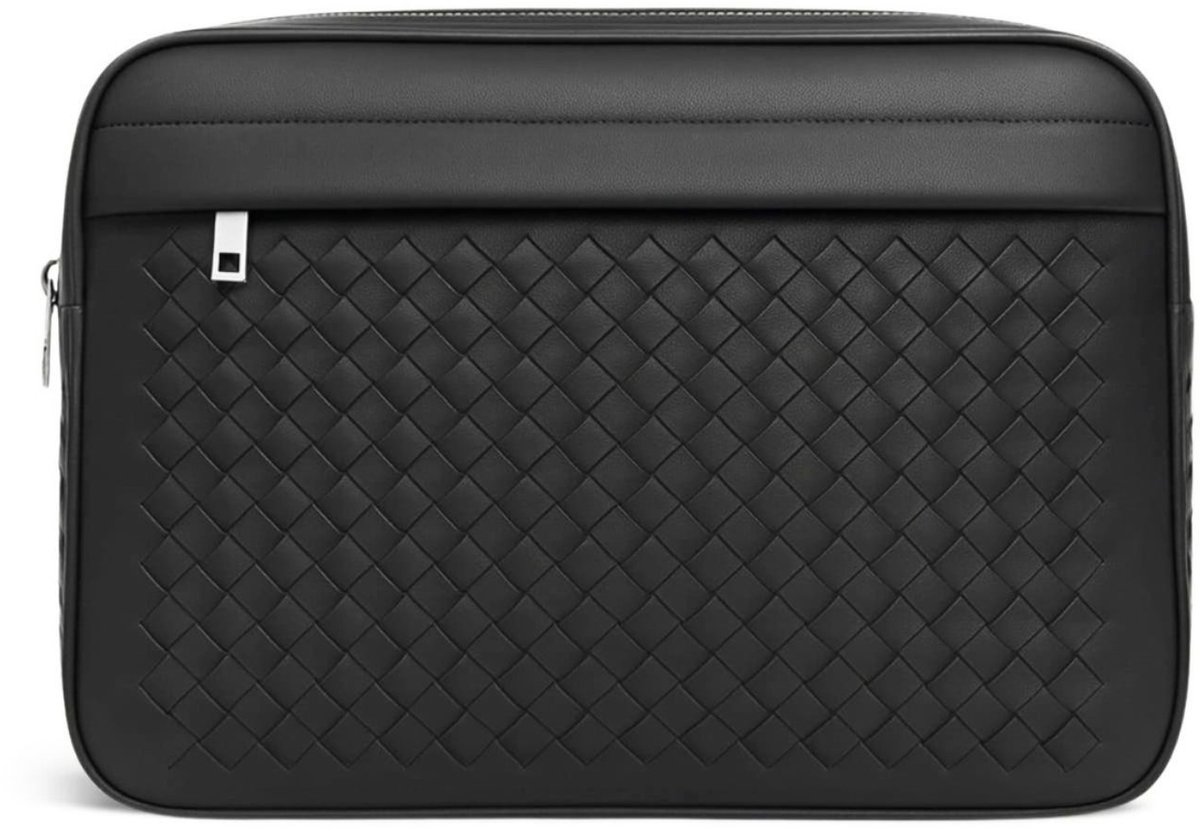 PURE Studios JUNO Medium - Gevlochten leren crossbodytas - Zwart