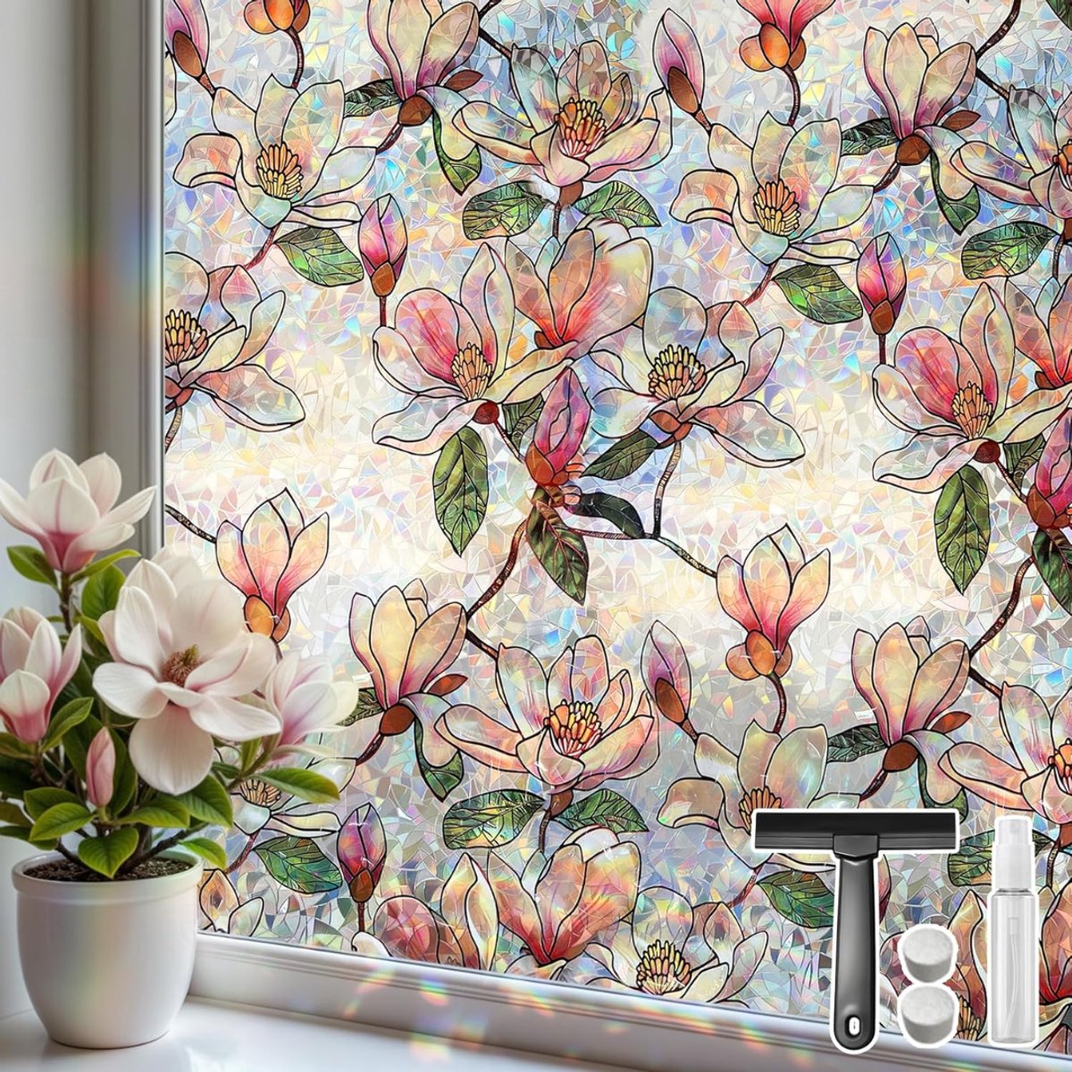 ZRNS® Raamfolie Glas in Lood - Privacy Folie - Zelfklevend - Zonwerend & Isolerend - Meerkleurig