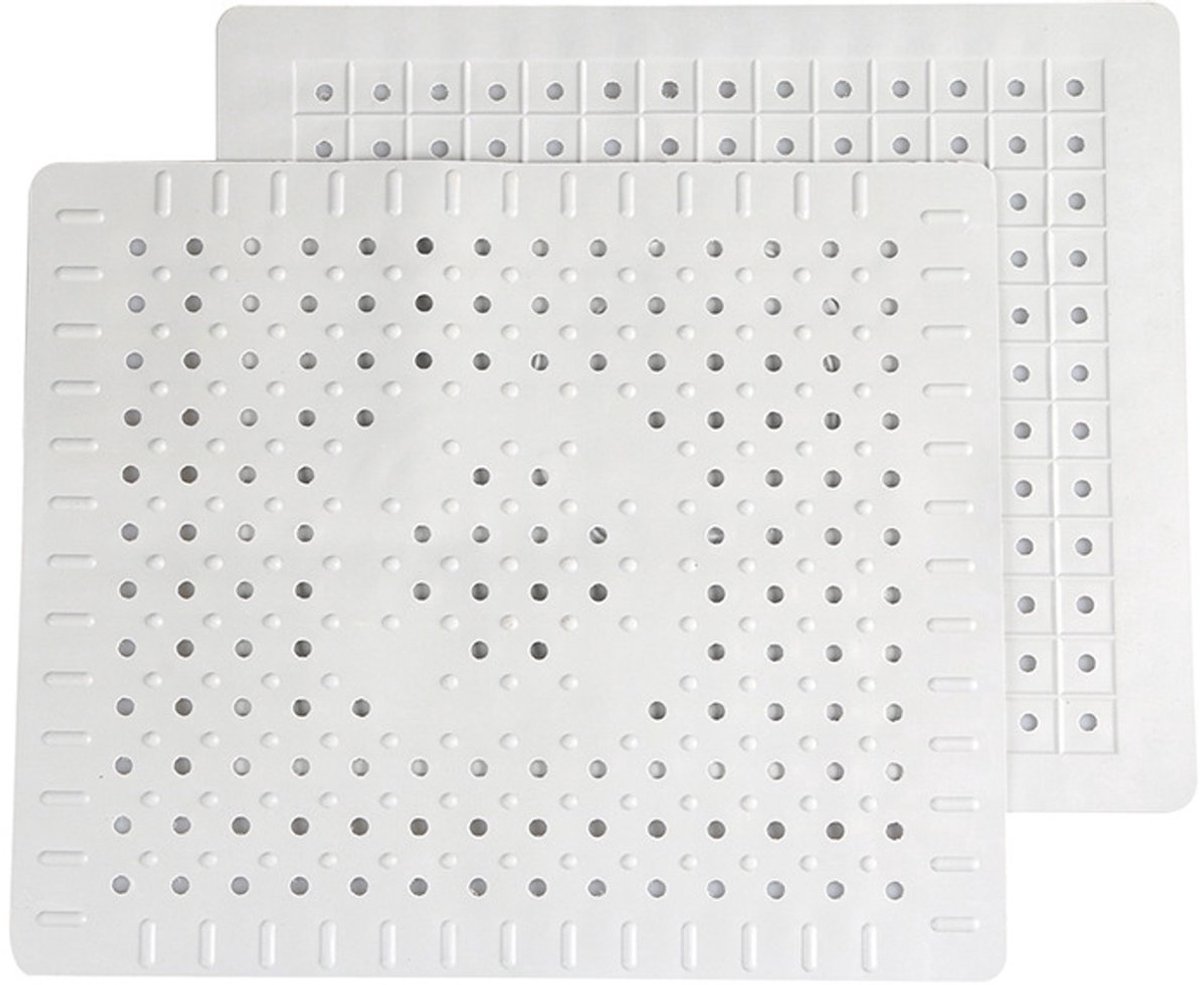 2-delige afvoermat - Rechthoekige gootsteenmat - Afvoermat - Warmte-isolerende mat - 31 x 26 cm - Onderzetter - Wit