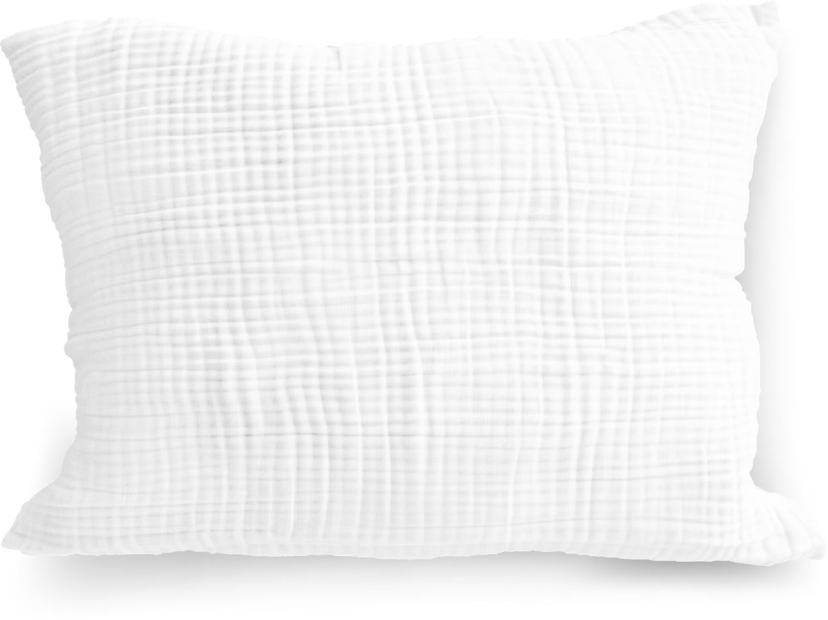 Kussenhoes van Bio-Musselin 25 x 50 cm voor Kinderen en Volwassenen, GOTS-gecertificeerd, Wit
