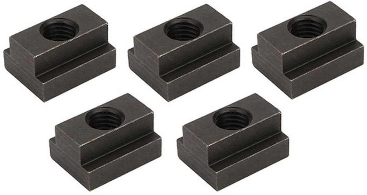 T-gleufmoeren Hoge Sterkte - M12 Schroefdraad - 5 Stuks - Zwart Oxide - 45 Staal - Voor Aluminium Extrusies - Verbindingselementen