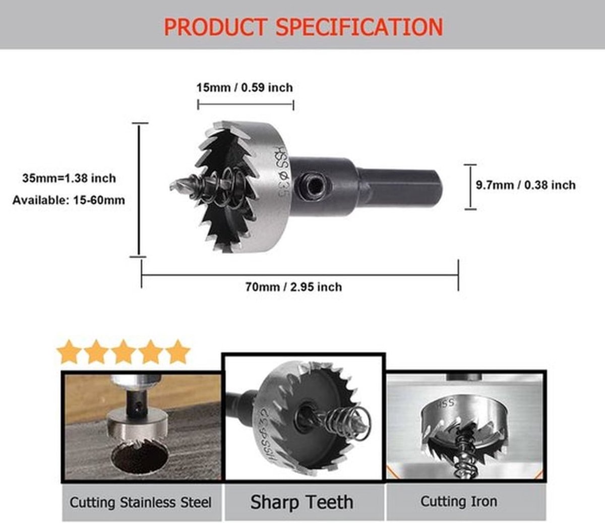 Hoge snelheid stalen boren - Heavy Duty Hole Cutter - 35mm gat zaag - Voor metaal en roestvrij staal - Duurzaam en scherp - Ideaal voor p...