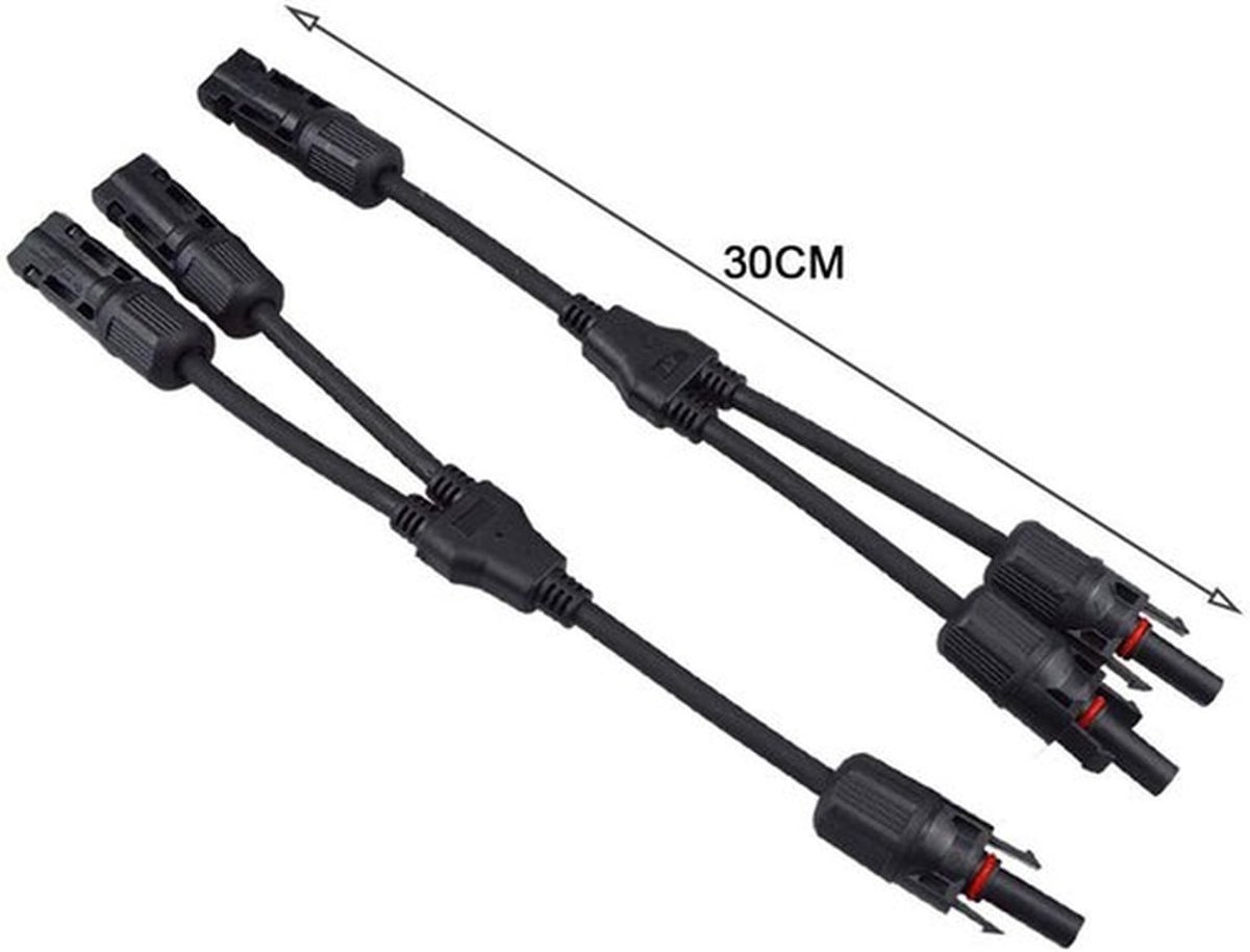 - Zonnepaneel Kabel Connector - Y Aftakconnector - Verzilverd Koper - Zwart - Fotovoltaïsche Connector - Geschikt voor zonnepanelen - Zwart