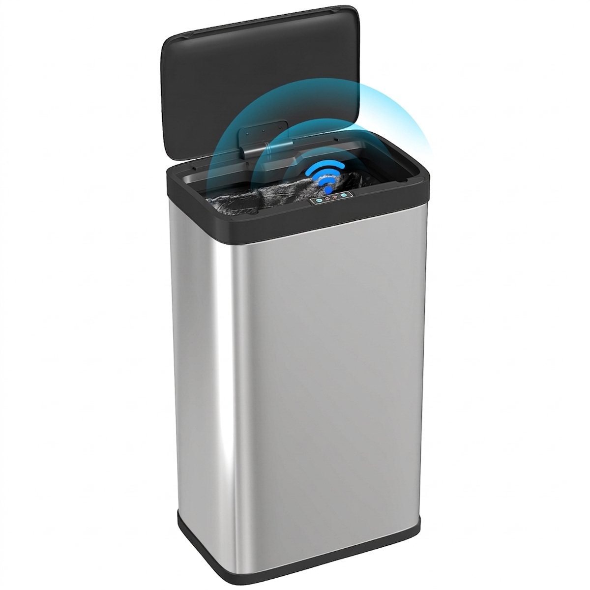 Sensorprullenbak 45 L - Bewegingssensor - Zachtsluitend - Zilver