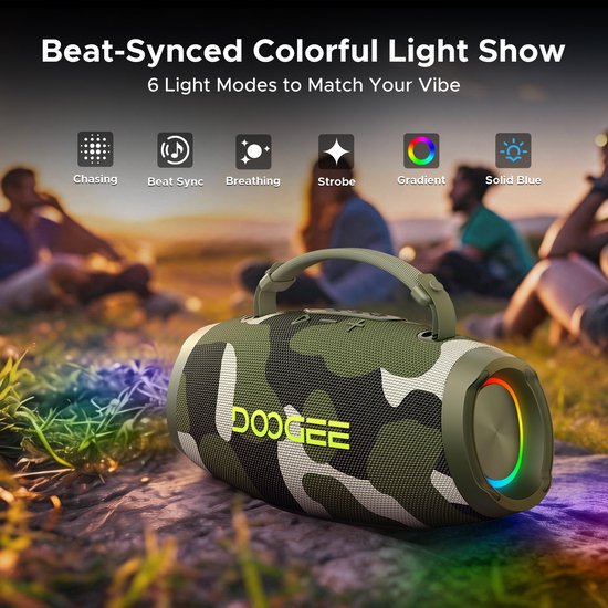 DOOGEE Wild Boom - Bluetooth Speaker - Draagbare Bluetooth Speaker - 20 uur Waterdicht - Groen — afbeelding 4