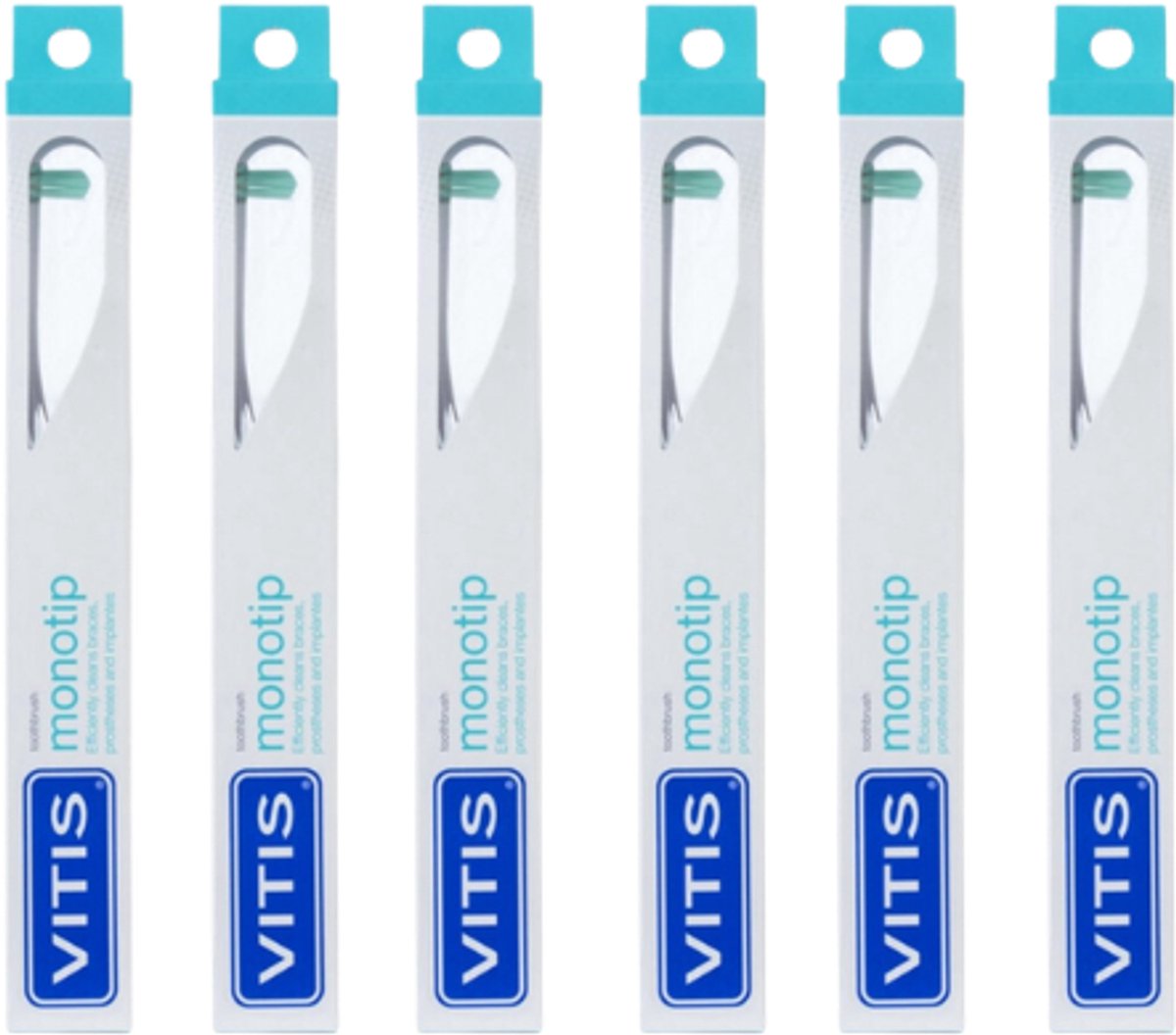 6x Vitis Monotip Tandenborstel - Voordeelverpakking
