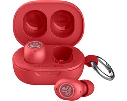 JLab JBuds Mini ANC Draadloze Oordopjes - Active Noise Cancelling Oortjes Draadloos - 25 uur Batterijduur - Apple Find My - Bluetooth Multipoint - Met Microfoon - Geschikt voor Android en Apple - Rood