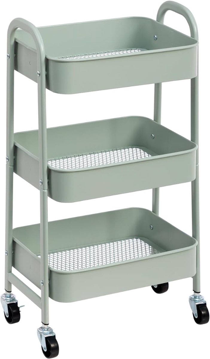 Lìon® Keukentrolley - Badkamer Organizer - Keukentrolley Op Wieltjes - Turkoois - 42cm x 31cm x 11cm