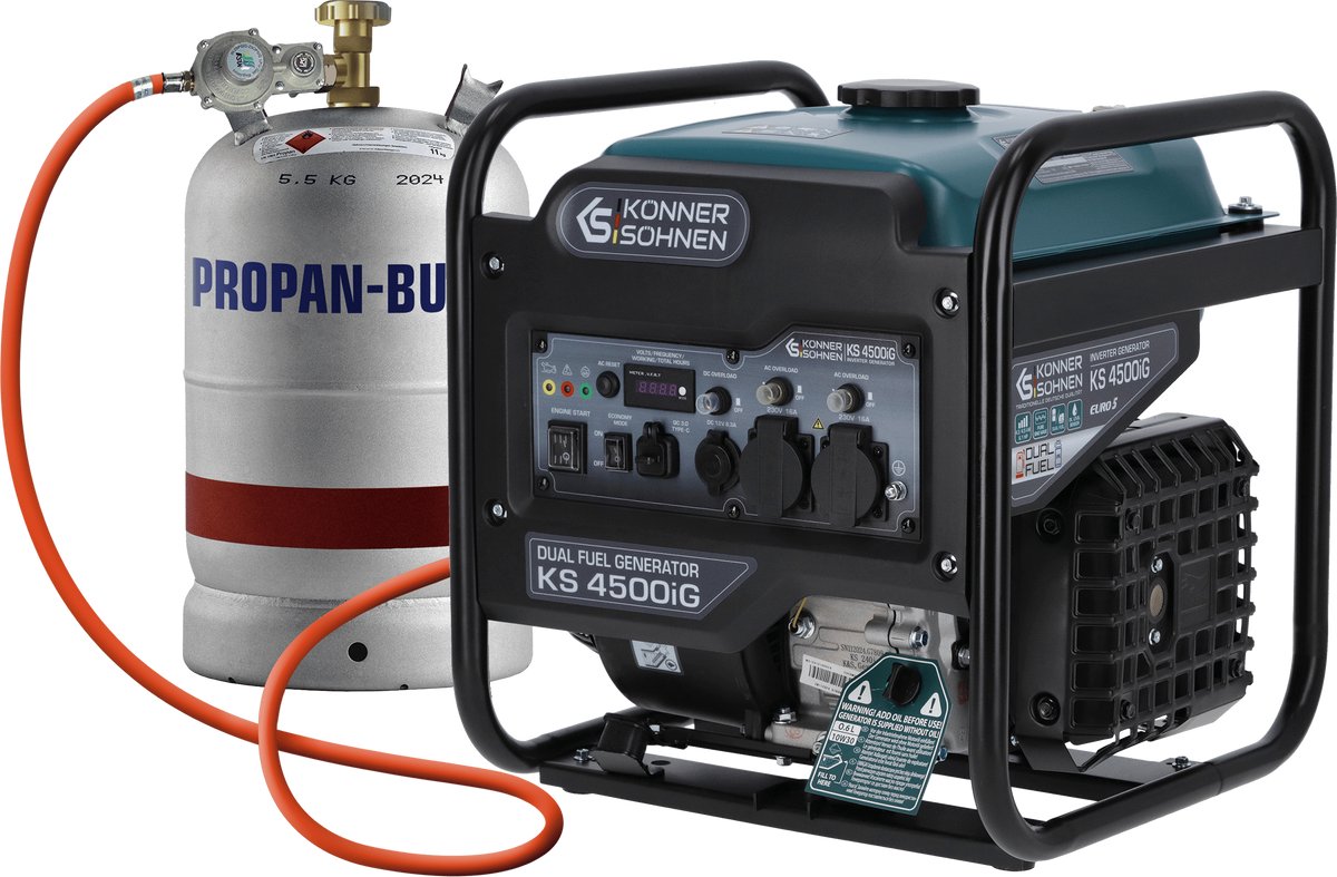 Dual Fuel Invertergenerator Könner & Söhnen KS 4500iG - 4,5 kW - benzine en LPG