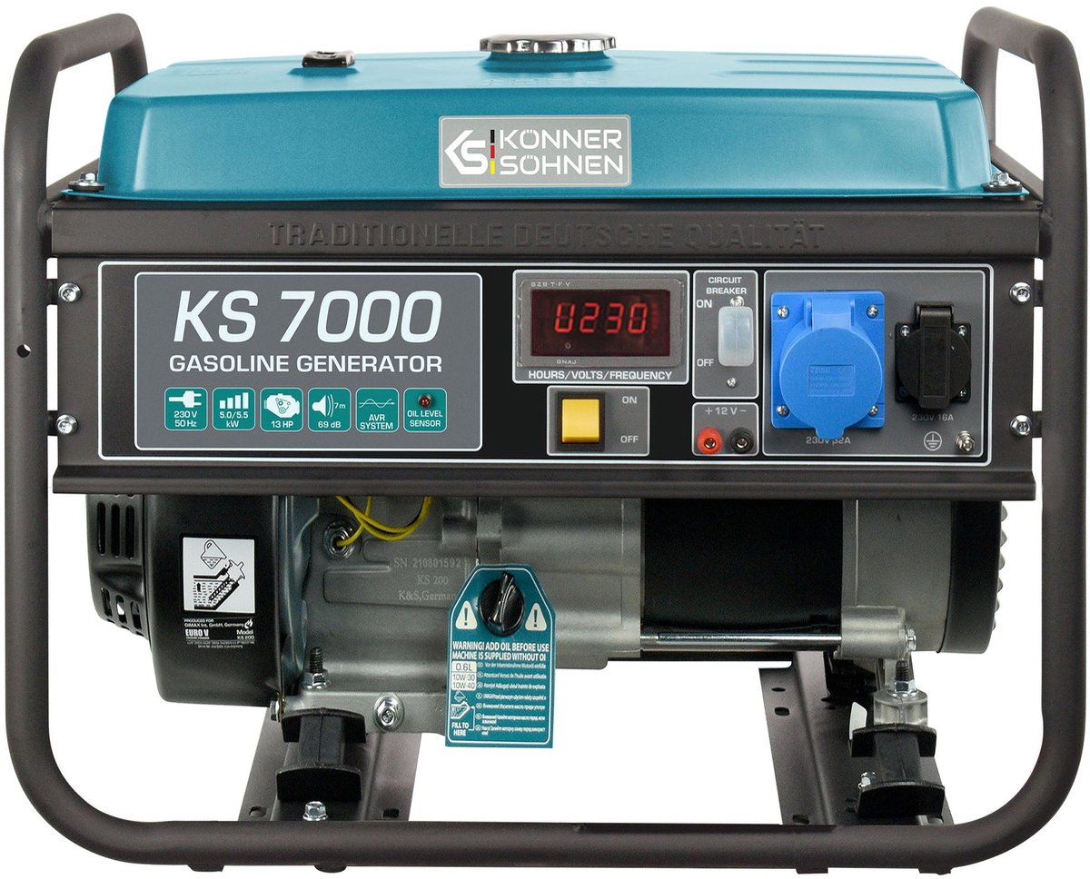 Benzinegenerator Könner & Söhnen KS 7000 - 5,5 kW - 230V - 70 dB