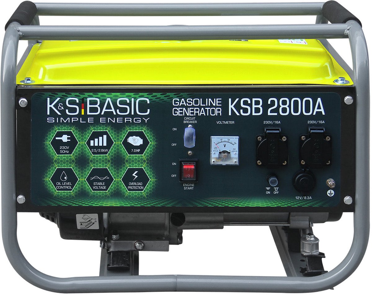 Benzinegenerator K&S Basic KSB 2800A - 2,8 kW - 230V - met voltmeter