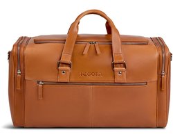Leren Reistas Dames & Heren 35L – Weekendtas & Duffel Bag Handbagage met Laptopvak 16 inch – Echt Leer – Cognac – Negotia Marent