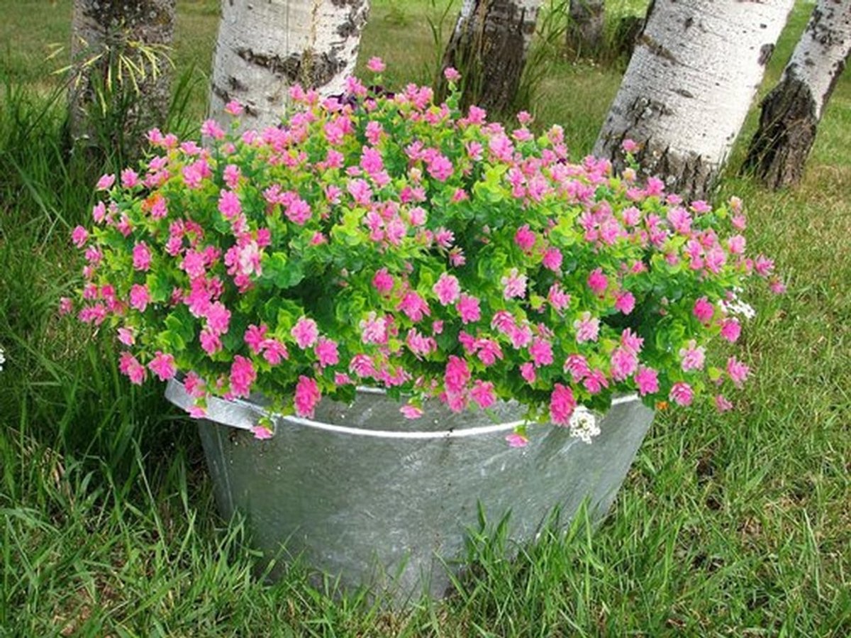 - Kunstbloemen - Decoratie - UV-bestendig - Roze - Kunstplanten - Voor binnen en buiten - Set van 6