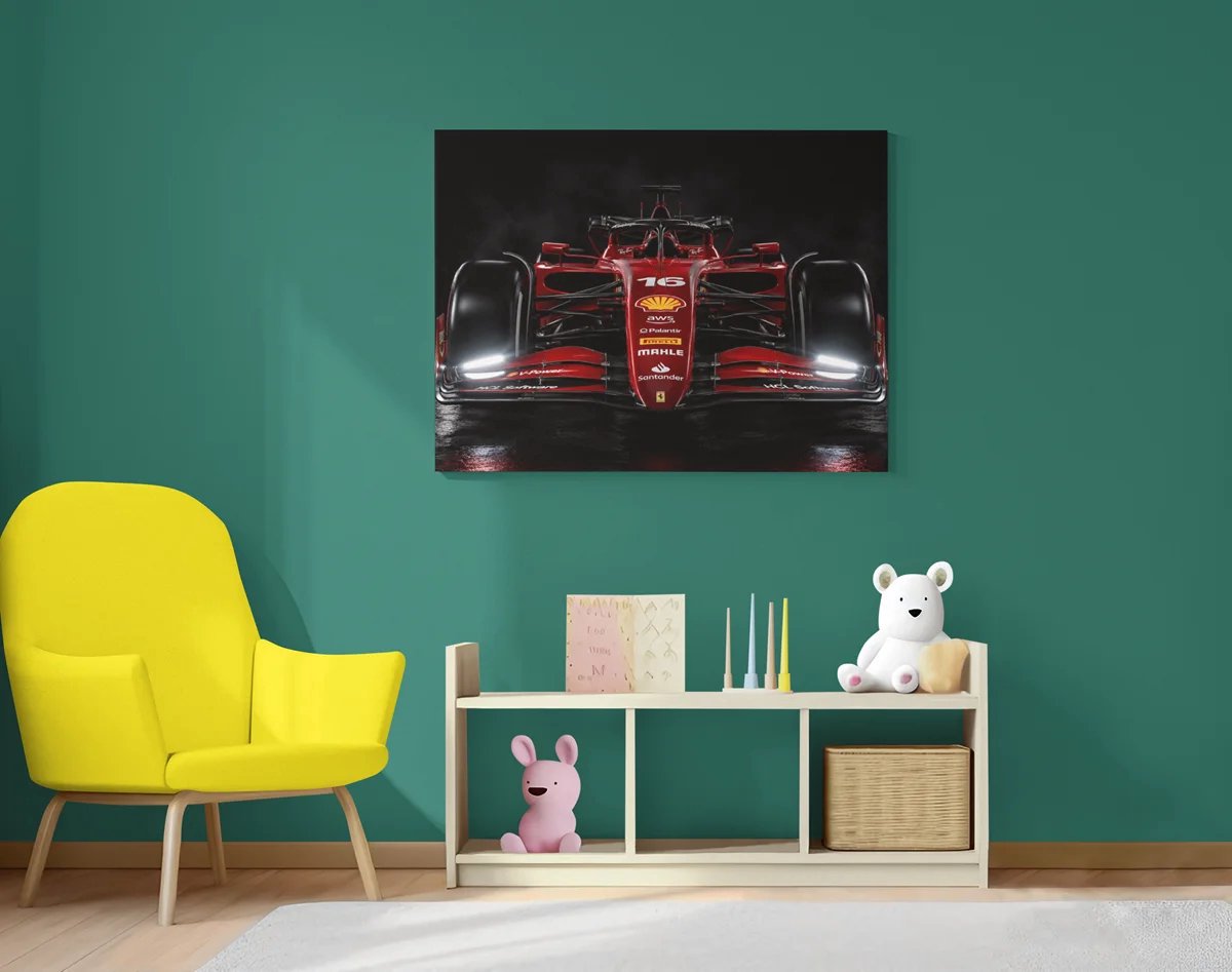 Canvas Schilderij Ferrari Formule 1 - Raceauto - Wanddecoratie - 100 x 75 cm