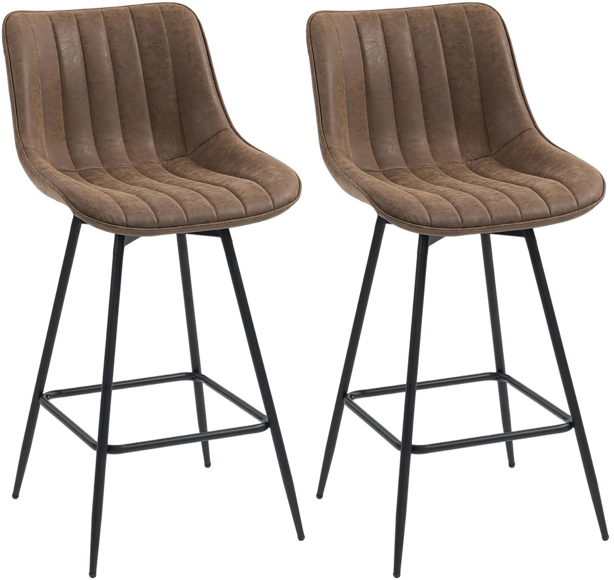 Nutrella Barkrukken - Barkruk - Barstoel - Kruk - Barstoelen - Keukenstoel - Rugleuning - Set van 2 - 68 cm - Voetsteun - Bruin
