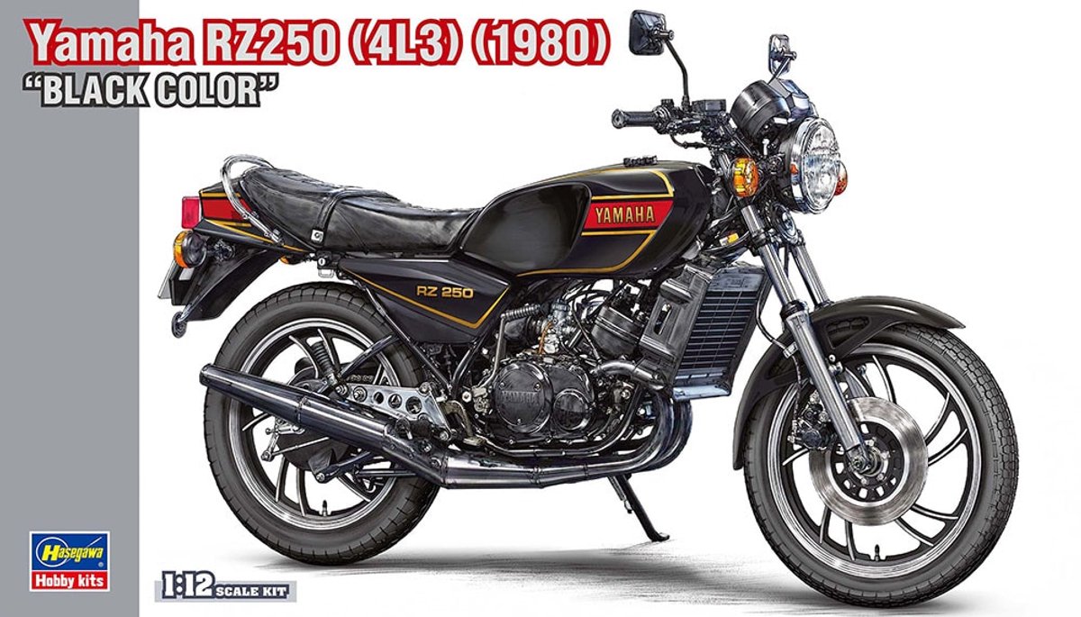 Hasegawa Modelbouwpakket Motorfiets - 21781 Yamaha RZ250 4L3 1980 Black Color - Japanse Motorfiets Plastic - 1:12 - Modelbouw