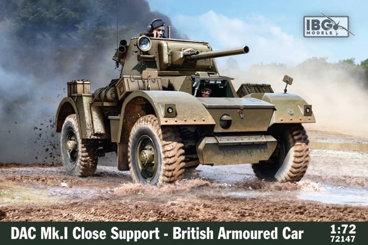 IBG Models Modelbouwpakket Militaire voertuigen - 72147 Daimler Armoured Car Mk.I Close Support WWII - Britse Pantserwagen Plastic - 1:72 - Modelbouw