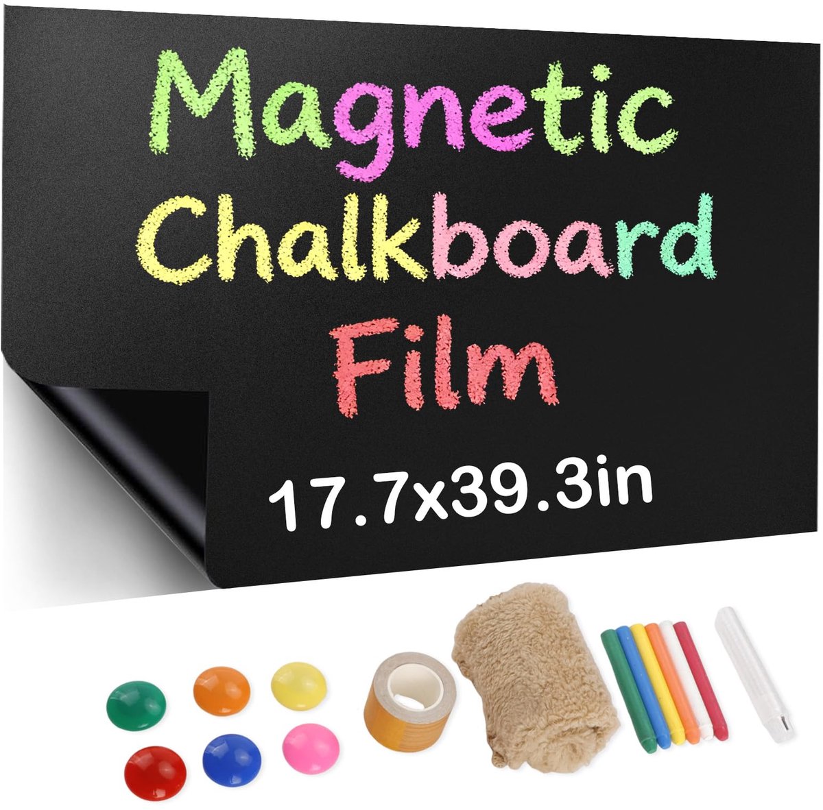 MAIJIAJU Whiteboardfolie, magnetisch, zelfklevend, krijtbord, magneetbord voor muur, complete set met 4 stofvrije - ShopVlot